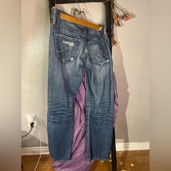 AG Women's Denim | South Gate Distressed "The Boyfriend Crop" Blue Jeans size 26 - Picture 7 of 12